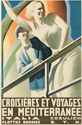 GINO BOCCASILE (1901-1952). CROISIÈRES ET VOYAGES EN MÉDITERRANÉE. 1934. 37¾x25 inches, 96x63½ cm. Coen & Co., Milan.                            